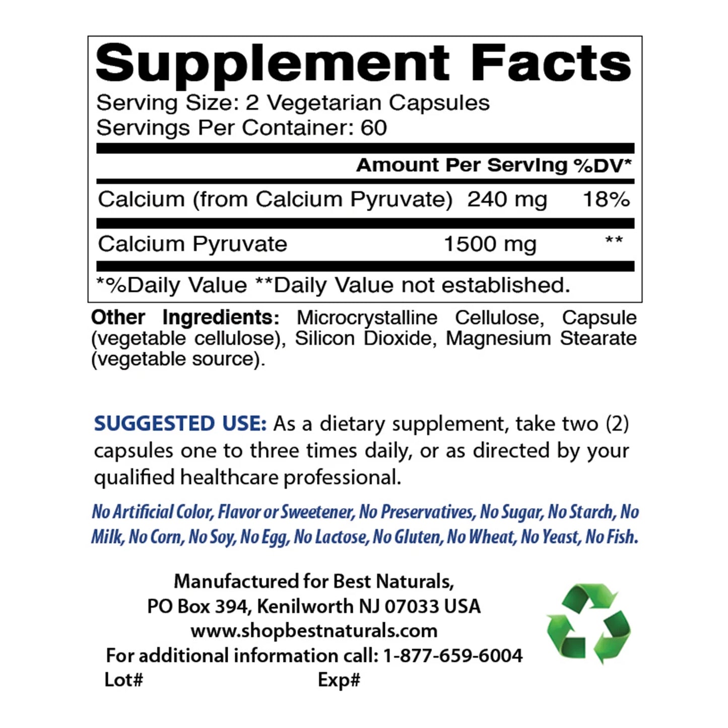3 Pack Calcium Pyruvate 750 Mg 120 Capsules