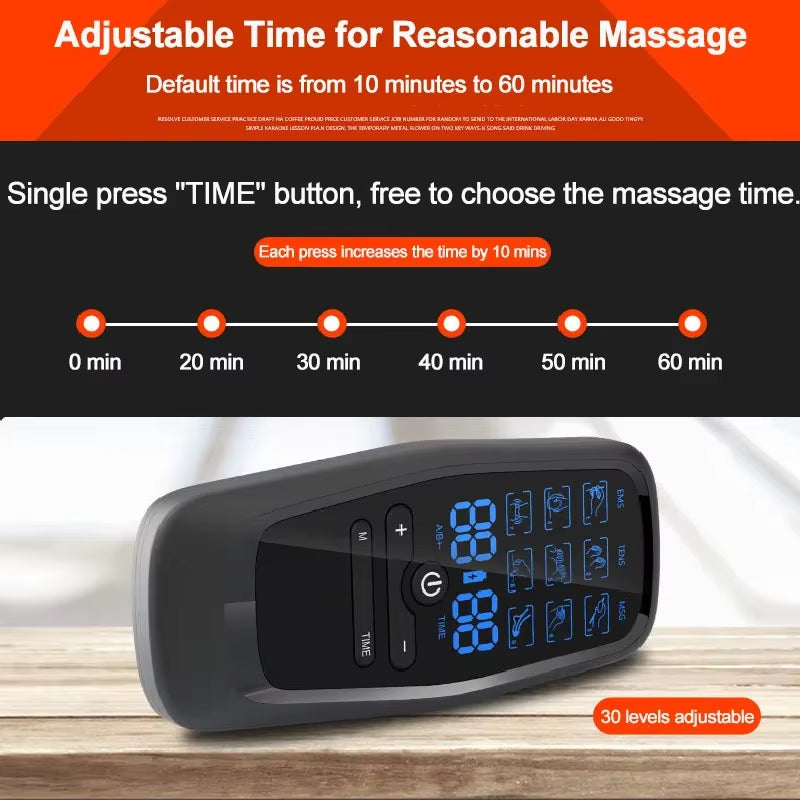 EMS Eletric Professional Muscle Stimulation USB Physiotherapy Tens Unit Machines Pulse Impulse Mini Full Body Massager 6 Modes